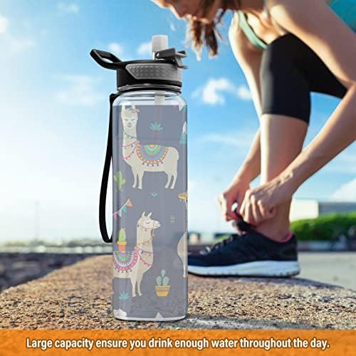 Jumbear llama boca vode sa slamnastim poklopcem, 32 oz BPA besplatna bistra plastična sportska boca vode za teretanu, planinarenje,
