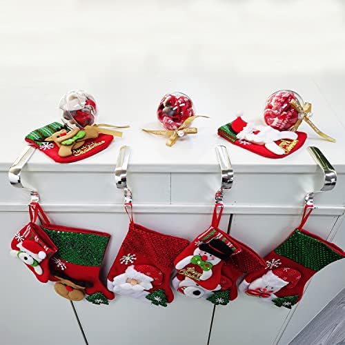 SlKijdhfb božićne čarape držači božićni kamin kamin mantel čarape vješalice mantel vijenac s kopčama 4 pakiranja