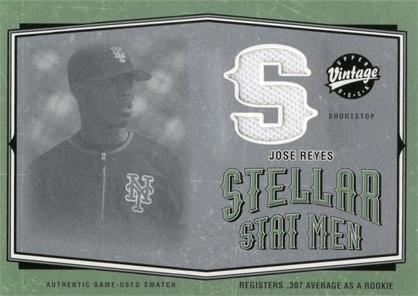 Jose Reyes igrač istrošen Jersey Patch Baseball Card 2004 Gornja paluba Vintage Stat Men SSM1 - MLB igra korištena dresova