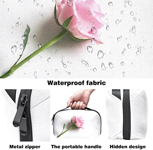 Ružičasta ruža na bijeloj površini kozmetička torba za žene Slatka modna torbica vodootporna torba za šminku Prostrana toaletna