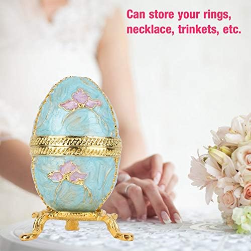 Hztyyier kutija za nakit od jaja, 2inch vintage emajlirano svijetlo plavo jaje za nakit za kotičtinu ili poklon za ukrašavanje