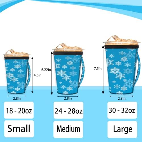 Zimski uzorak snježne pahuljice plava rukav za višekratnu upotrebu ledene kave s ručicom neoprene čahura za sodu, latte,