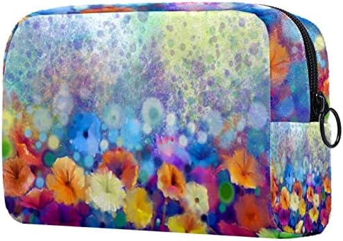 TBOUOBT COSMETIC TOGS MAPEUP TORGS za žene, male torbice za šminku, slikanje umjetnosti šareni cvijet cvjetni cvjetni