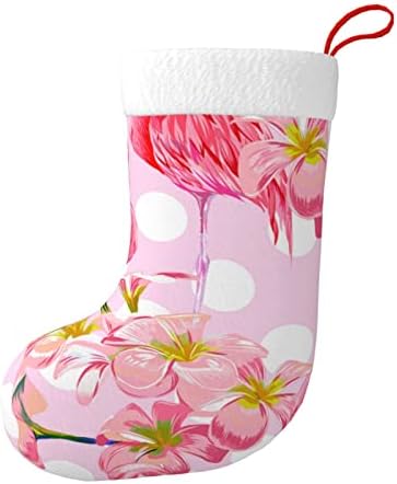 Augesterno božićne čarape Flamingo ružičasta ptica polka točkica dvostrani kamin viseće čarape