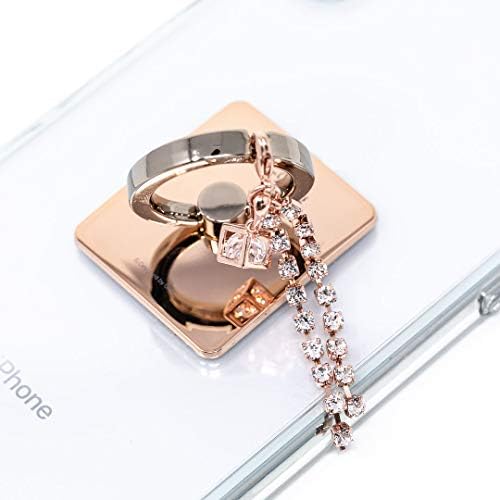 Držač prstena za mobitele - BELITA Crystal Stand Stand Stand W/ 360 Rotacijski stisak prsta, kocka, ružičasto zlato