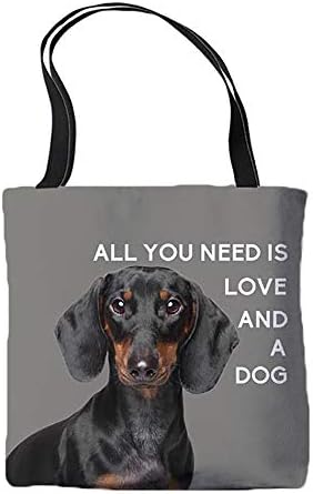 Sve što trebate je ljubav i pseća platna torba torba Doxie Dahshund Dizajn