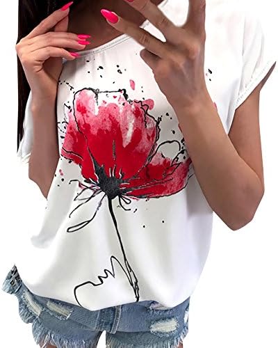Prozračne gradijentne košulje za žene Plus size retro ljetne kratke rukave modne casual majice s okruglim vratom