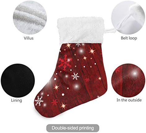 Alaza božićne čarape Crvene snježne pahuljice Klasične personalizirane ukrase za male čarape za obiteljski blagdanski dekor