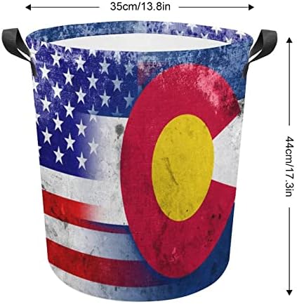Košara za rublje sa zastavom SAD-a i države Colorado, torba za košaru za rublje, torba za odlaganje rublja, sklopiva, visoka,