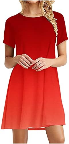 Haljina majice s kratkim rukavima za žene, ženske ljetne haljine od tunike 2023 modni casual gradijent slatka haljina za