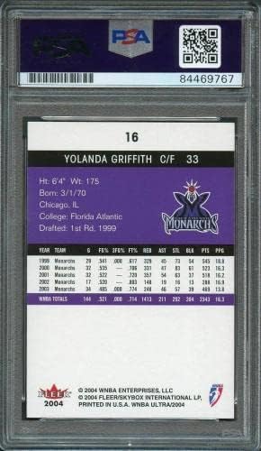 2004. Fleer Ultra 16 Yolanda Griffith potpisana kartica Auto PSA ploča - Sportske fotografije s autogramima