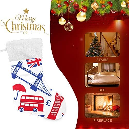 Pimilagu England božićne čarape 1 pakiranje 17.7 , viseće čarape za božićni ukras