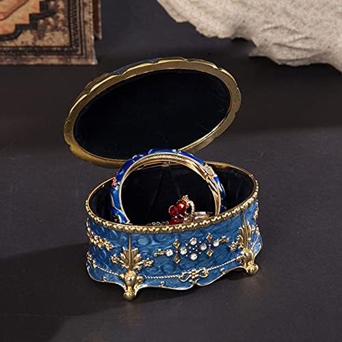 Kristalna emajl ovalna metalna Vintage kutija za nakit poklon naušnice prsten kutija za pohranu