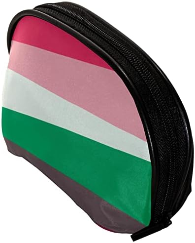 Toaletna torba, kozmetička torba za putnicu za žene muškarce, linije Trokutne pruge ružičasto zelene