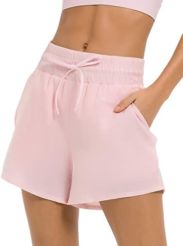 Nosekoon Ženske atletske kratke hlače s visokim strukom trčanja s džepovima sportske kratke hlače u teretani trening kratke