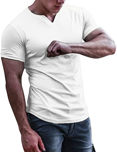 Ljetne majice Muška majica kratkih rukava za ljeto i Proljeće Muška ležerna bluza s izrezom u obliku slova u, jednobojna