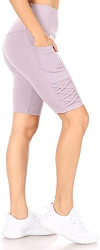 Shosho Womens Visoki struk joga kompresija Kontrola trbuha Bikera kratkih hlača s džepovima