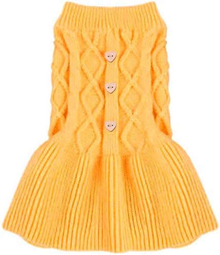 Vruće pseće pletene haljine mekano prozračni džemper žuta zimska odjeća ljubimac princeza suknja za malog psa i mačke
