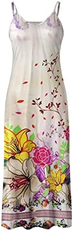 Ruziyoog Ljetna haljina za žene 2023. cvjetni print špageti na kaiševi bez rukava V vrat sunce haljina elegantna ljuljana